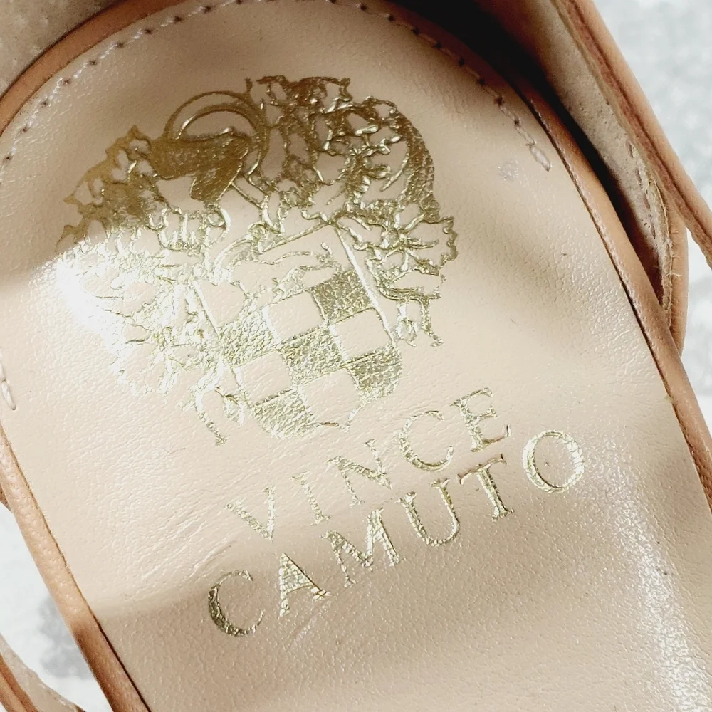 Vince Camuto Women's Tan Pointed-Toe Ankle Strap Heels